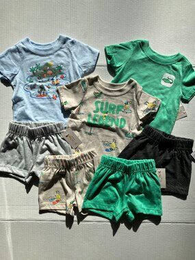 Garanimals 7 Piece Iguana & Tropical Short Sleeve Tees & Shorts Bundle